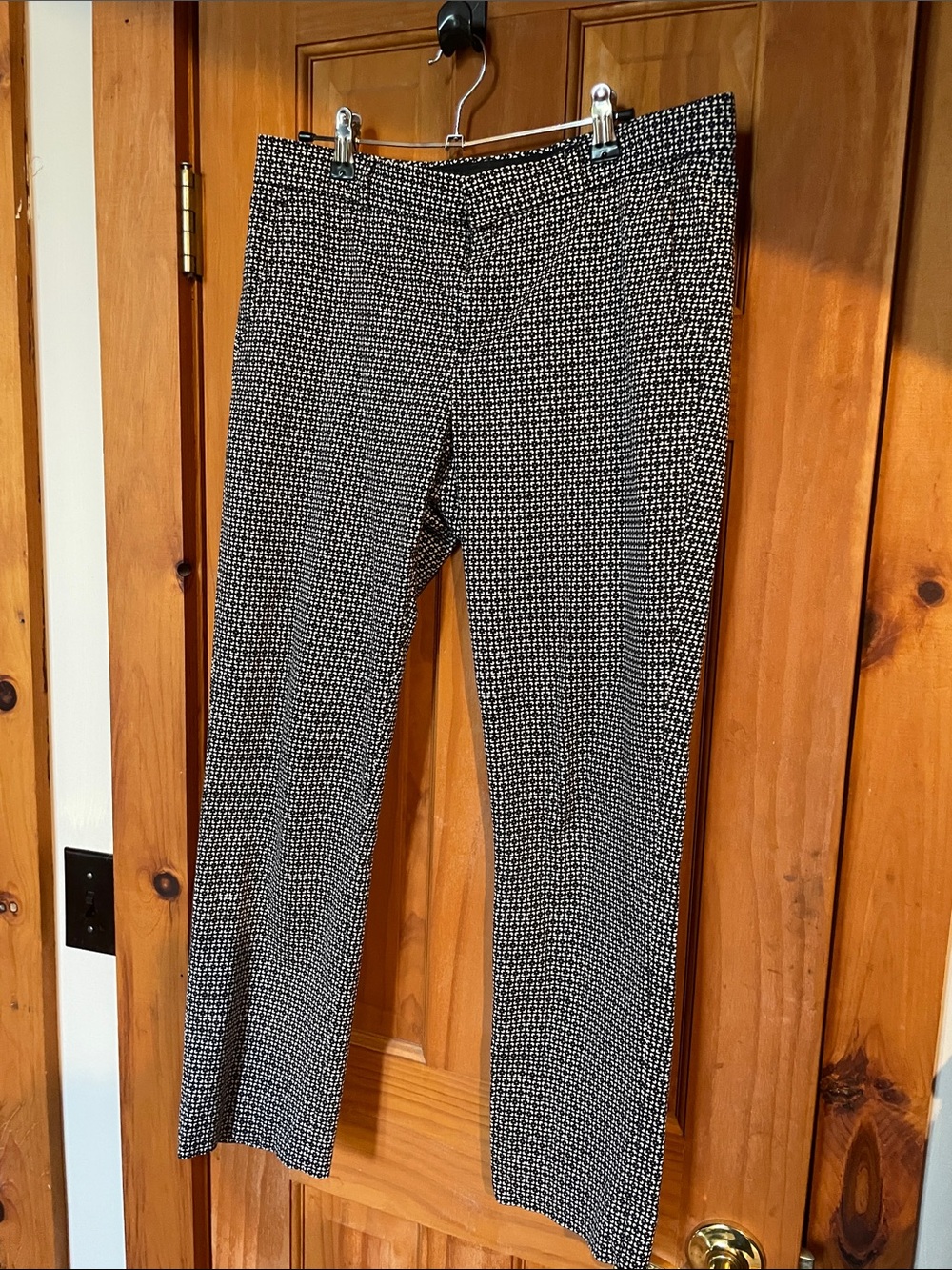 Banana Republic Black & White Micro-Check Straight-Leg Pants